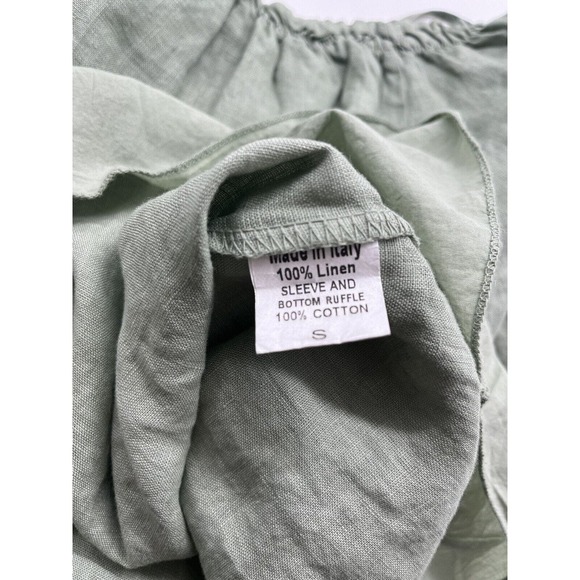 Terzo Millenno Made in Italy Mint Green 100% Linen Off The Shoulder Top Sz Small - Picture 7 of 7